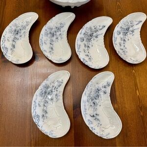 Bridgwood and Son Antique Crescent Shaped Bone Dishes - Set of 6